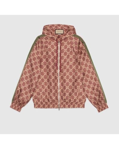 Gucci GG Supreme Print Silk Jacket - Red