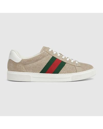 Gucci Ace Trainer With Web - Grey