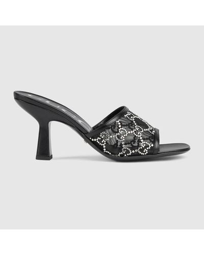 Gucci Tom Crystal-embellished Fabric Heeled Mules - Black