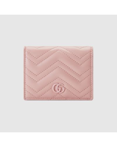Gucci GG Marmont Quilted Card Case Wallet in Red