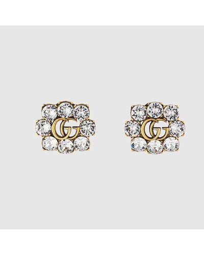 Gucci Boucles d'oreilles double g avec cristaux - Jaune