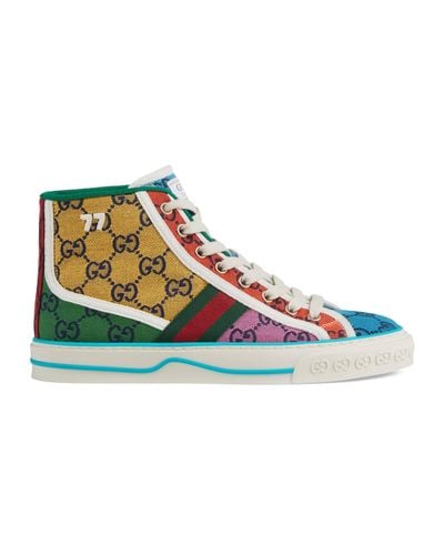 Gucci Tennis 1977 GG Multicolour High-top Trainers - Yellow