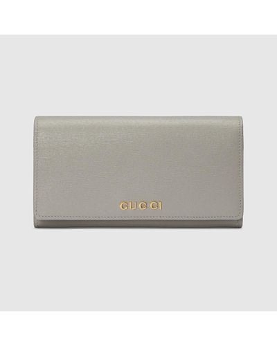 Gucci Continental Brieftasche Mit Schriftzug - Grau