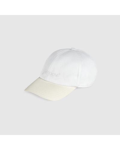 Gucci Cotton Baseball Hat With Embroidery - White