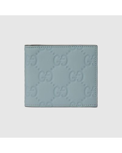 Gucci Portafoglio Bi-fold Gommato Con GG - Blu