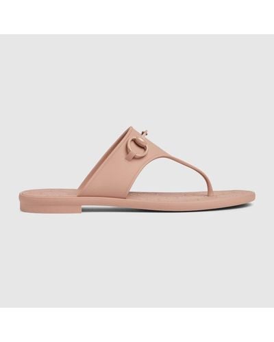 Gucci Thong Sandal With Horsebit - Pink