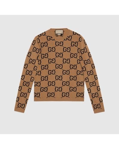 Gucci gg Supreme Intarsia Wool Sweater - Brown