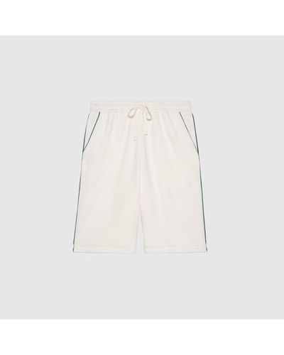 Gucci Cotton Jersey Shorts With Embroidery - Natural