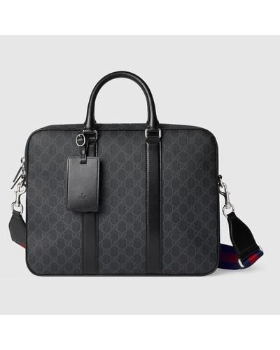 Gucci GG Briefcase With Shoulder Strap - Black