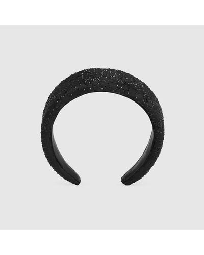 Gucci GG Crystal Moiré Headband - Black