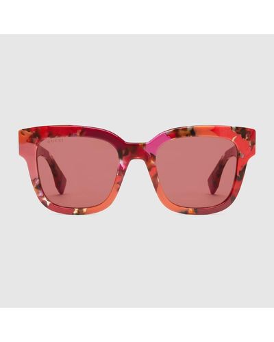 Gucci Square-frame Sunglasses - Red