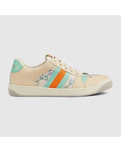 Gucci Screener Monogram-print Leather And Canvas Low-top Sneakers - Multicolour