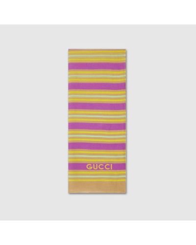 Gucci Halstuch Aus Seide Und Baumwolle Mit Streifen-Print - Gelb
