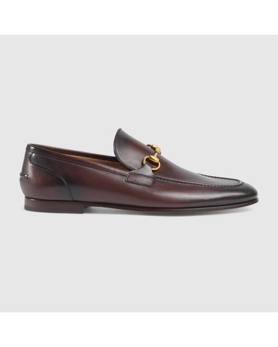 Gucci Jordaan Shoes Dark Leather Loafers Bit 406994 (GGM1706) - Brown