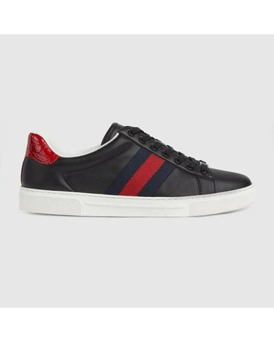 Gucci Ace Trainer With Web - Black