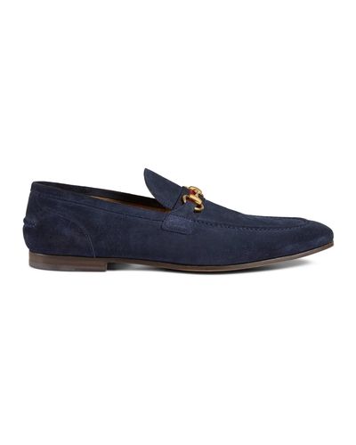 Gucci Horsebit Suede Loafer With Web - Blue