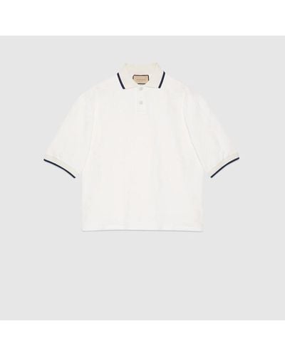 Gucci Poloshirt Aus Baumwolle Mit Geflocktem GG Print - Weiß