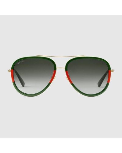 Gucci Pilotensonnenbrille Aus Metall - Grün