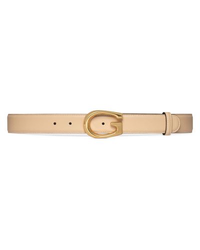 Gucci Thin Belt With G Buckle - Natural