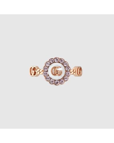 Gucci Ring mit Doppel G und Blume - Mettallic