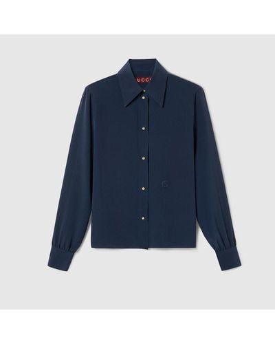 Gucci Camisa de Crepé de China y Seda - Azul