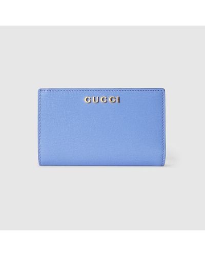 Gucci Zip Around Wallet With Script - Blue