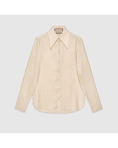 Gucci GG Silk Crepe Shirt - Natural
