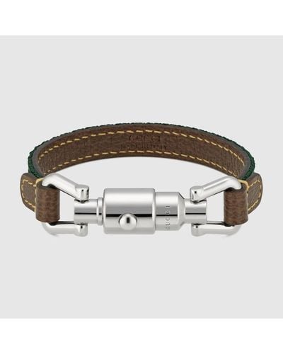 Gucci Armband Mit Kolbenverschluss Und Web - Braun