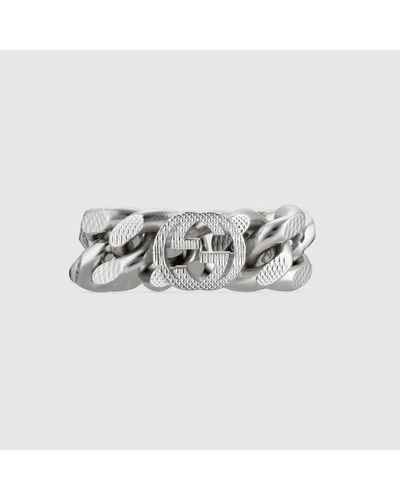 Gucci Interlocking G Gourmette Chain Ring - White