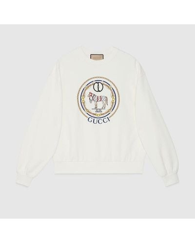 Gucci Sweatshirt Aus Baumwolljersey Mit Stickerei - Weiß