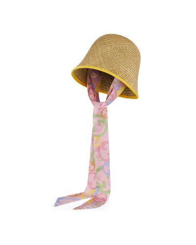 Gucci Straw Cloche Hat With Ribbon - Yellow