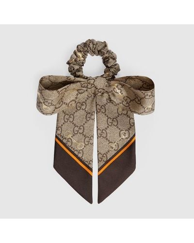 Gucci Silk GG Scrunchie Set - Metallic