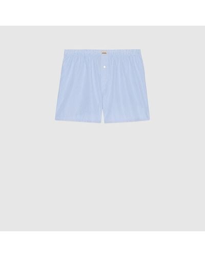 Gucci Shorts Aus Gestreifter Baumwolle - Blau