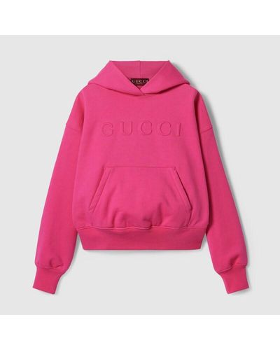Gucci Cotton Jersey Hooded Sweatshirt - Pink