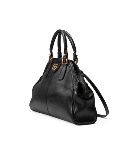 Gucci Leather Re(belle) Medium Top Handle Tote in Black Leather (Black) |  Lyst