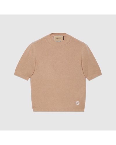 Gucci Top In Cashmere Fine Con Incrocio GG - Neutro