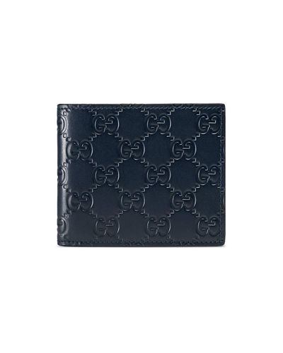Gucci Leather Signature Wallet in Blue for Men - Lyst
