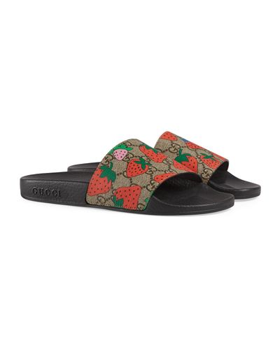 womens gucci strawberry slides
