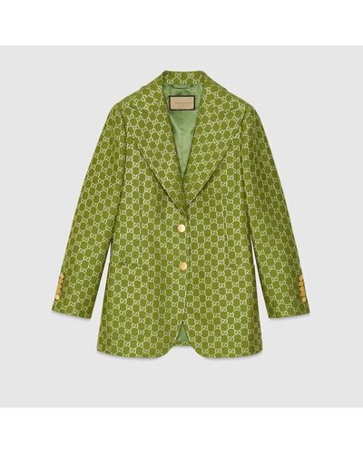 Gucci Giacca In Lana GG Lamé - Verde