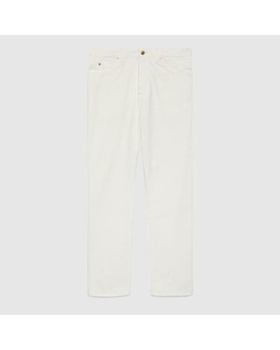 Gucci Jeans In Denim Con Morsetto - Bianco