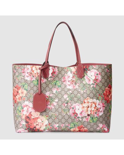 Gucci Reversible Gg Blooms Leather Tote in Antique Rose Leather (Pink) -  Lyst