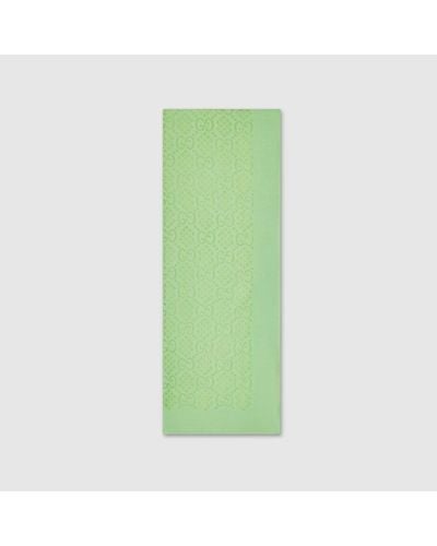 Gucci GG Rhombus Check Print Silk Stole - Green