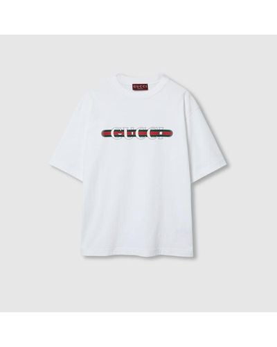 Gucci T-shirt En Jersey De Coton À Imprimé - Blanc