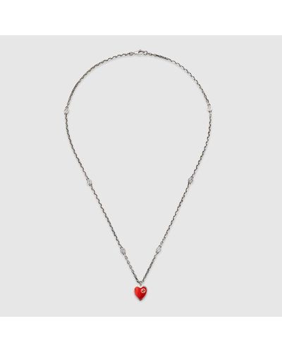 Gucci Heart Halskette mit GG - Mettallic