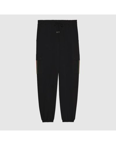 Gucci Cotton Jersey Jogging Trouser With Web - Black