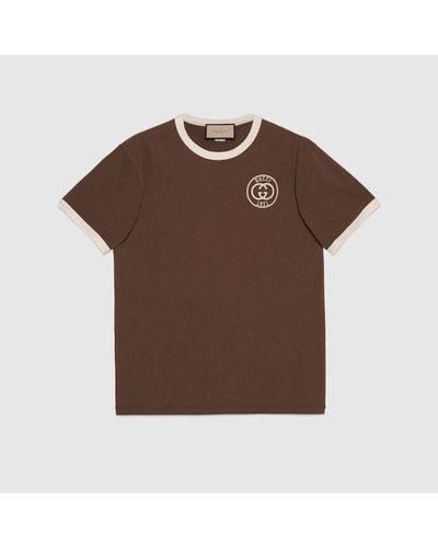 Gucci Cotton Jersey T-shirt With Embroidery - Brown