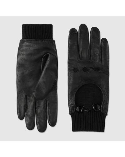 Gucci Handschuhe Aus Leder Mit Horsebit - Schwarz