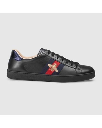 Gucci Men's New Ace Leather Trainers - Black