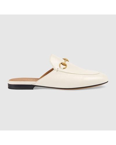 Gucci Mocassins ouverts en cuir Princetown - Blanc