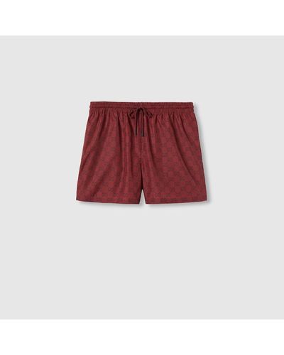 Gucci Short De Bain En Nylon À Imprimé GG - Rouge